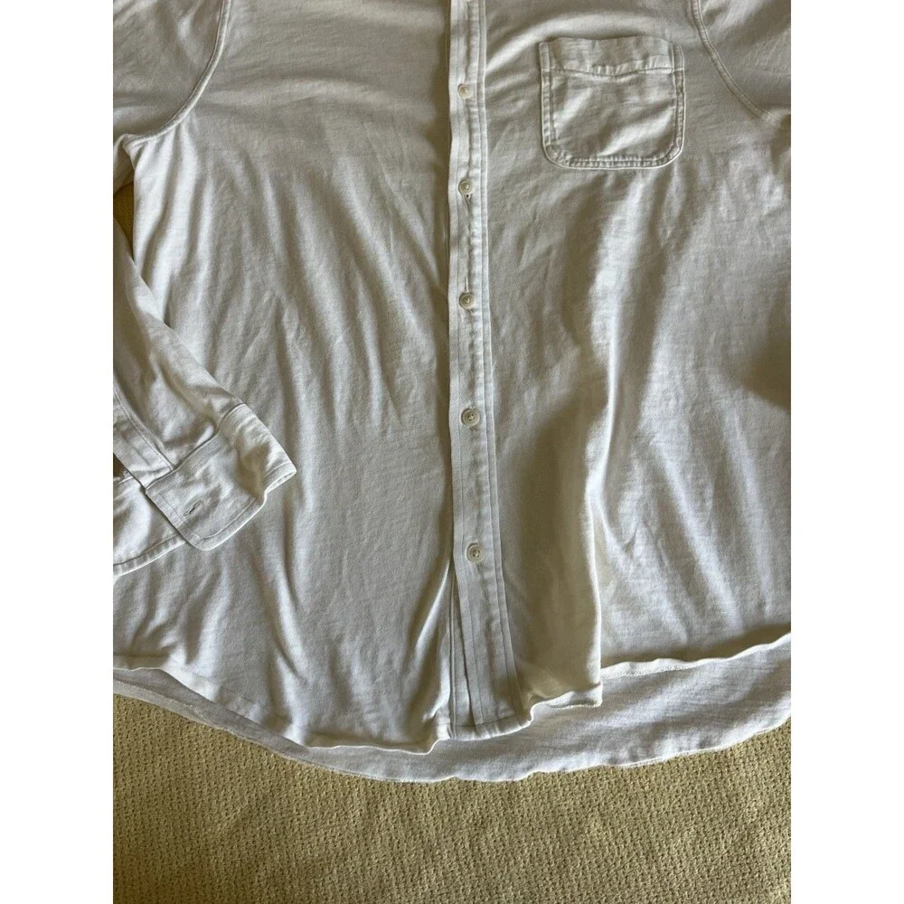 J. Crew Men's Shirt Sz XL Garment-dyed Harbor Knit Ivory Slub Cotton Collared